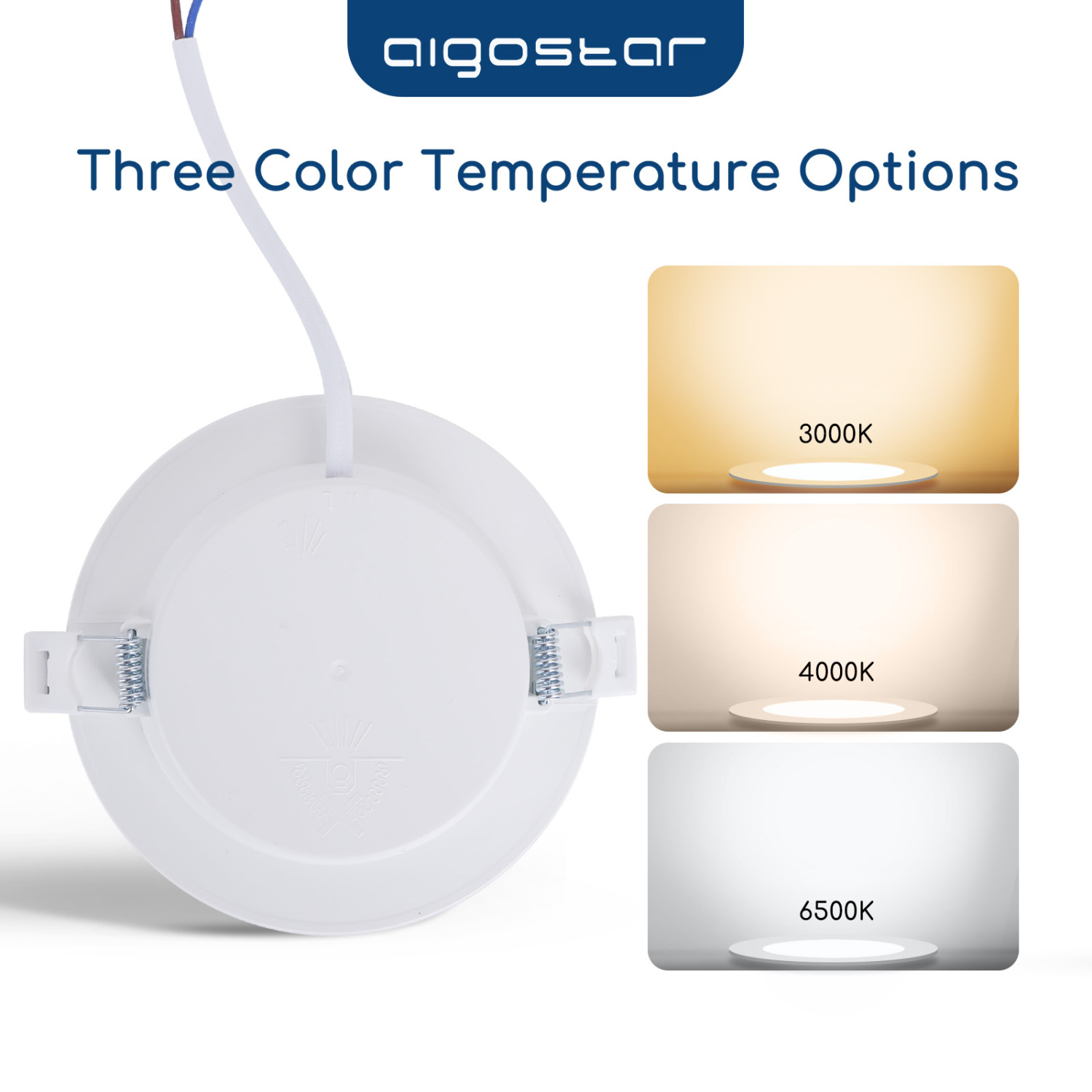 Aigostar Downlight led empotrable Redondo 6W equivalente 72W, 3000K Luz blanca cálida, Blanco,foco empotrable LED, Ojos de buey de led, Ф95-100mm, 6 pack
